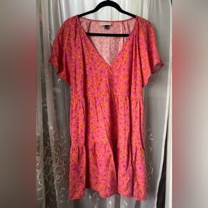 Universal Thread Pink and Orange Patterned Mini Dress